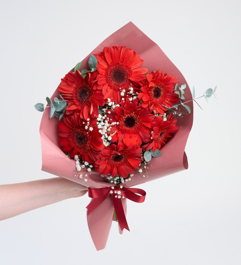 Kırmızı Gerbera Çiçek Buketi